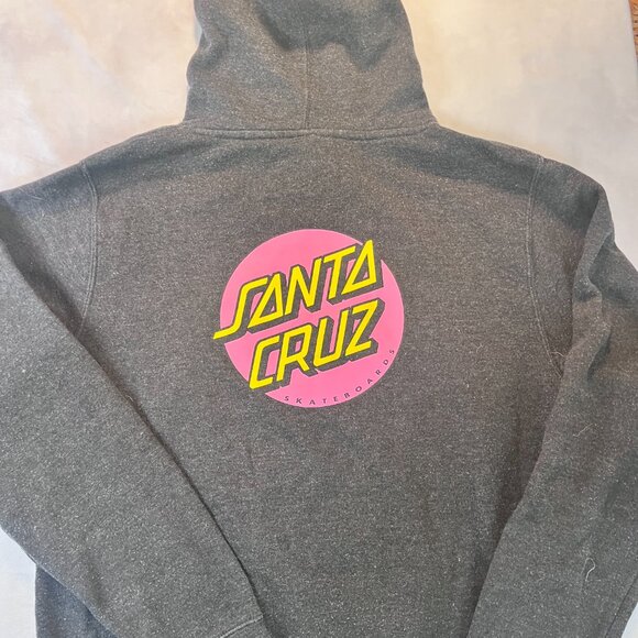 Santa Cruz Heather Grey Pullover Hoodie Pink & Orange Logo Graphic - Picture 4 of 4